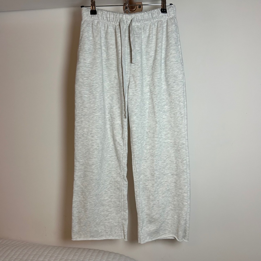 Unbranded Women Light Gray Heathered Wide Leg Sweatpants Drawstring Medium‎